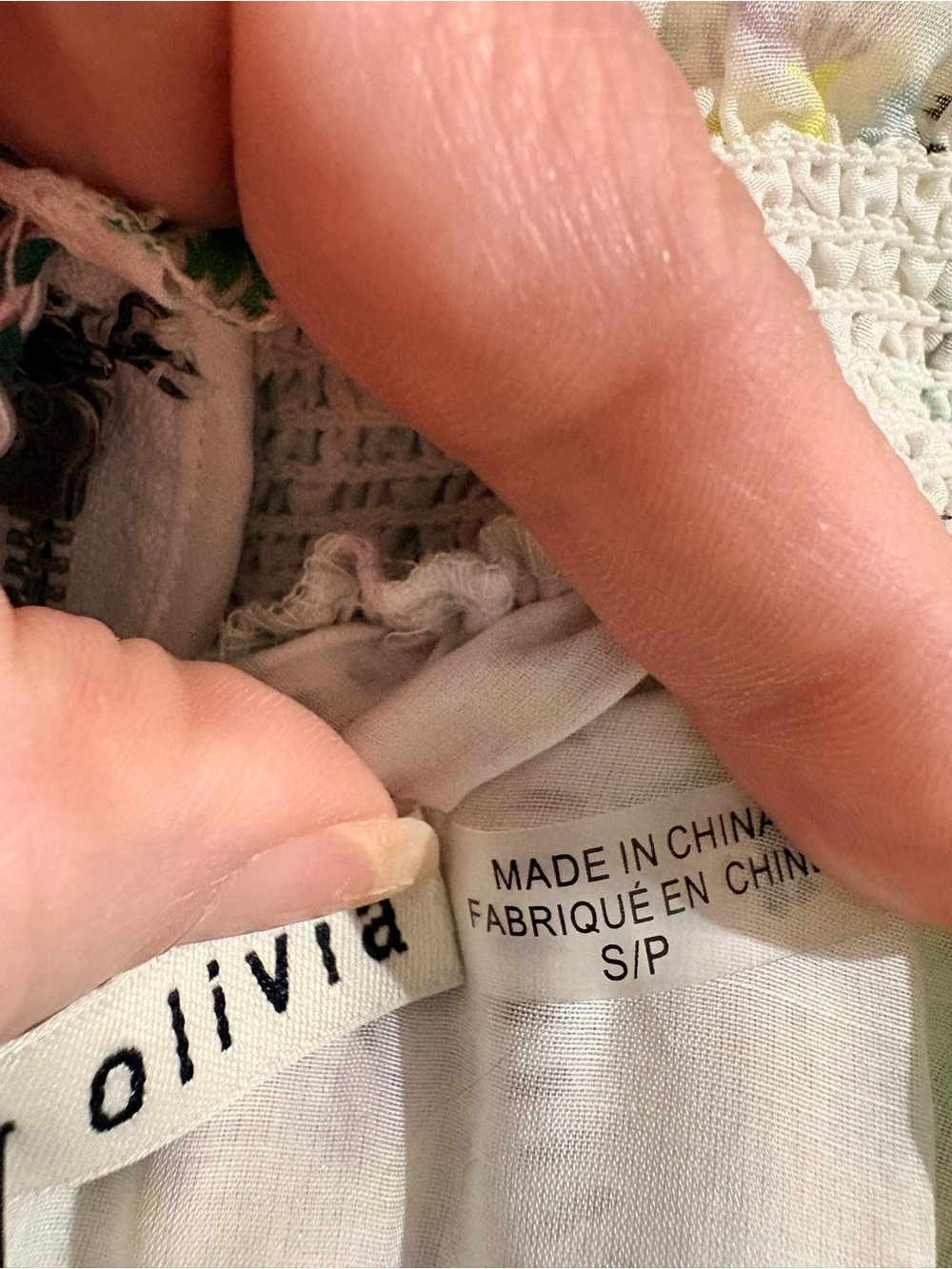 ALICE + OLIVIA Off-Shoulder Smocked Dress with Green Floral Print (Small petite) - Picture 10 of 16